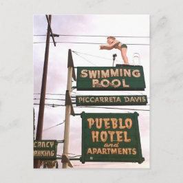 Cartão Postal Vintage Sign Hotel Natação Piscina