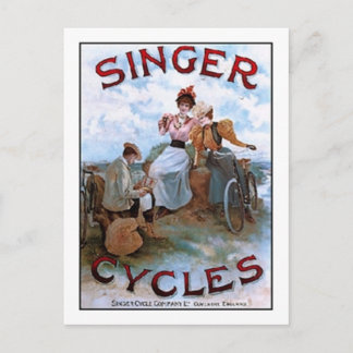 Cartão Postal Vintage Singer Cycle Ad