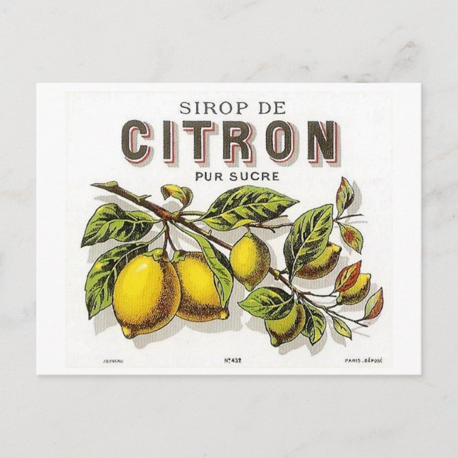 Cartão Postal Vintage Sirop de Citron Ad (Frente)