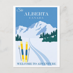 Cartão Postal Vintage Ski Alberta Canadá