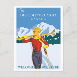 Cartão Postal Vintage Ski Canada British Columbia