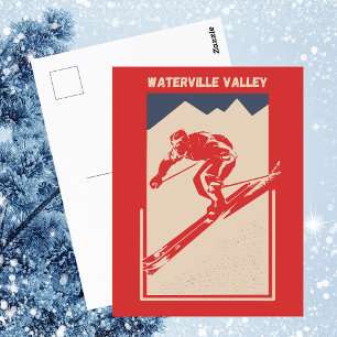Cartão Postal Vintage Ski New Hampshire Resort Waterville Valley