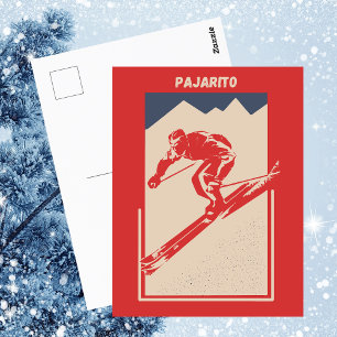 Cartão Postal Vintage Ski Novo México Mountain Resort Pajarito