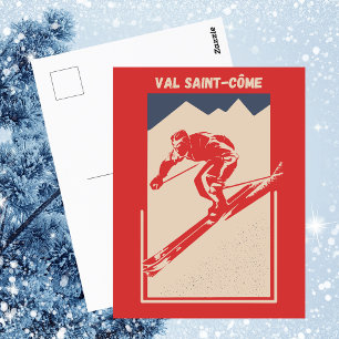 Cartão Postal Vintage Ski Poster Canada Resort Val Santo-Côme