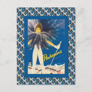 Cartão Postal Vintage Ski Poster, Pontresina