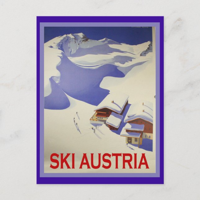 Cartão Postal Vintage Ski Poster, Ski Áustria (Frente)