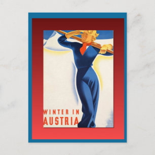 Cartão Postal Vintage Ski Poster, Ski Áustria