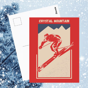 Cartão Postal Vintage Ski Washington Resort Crystal Mountain