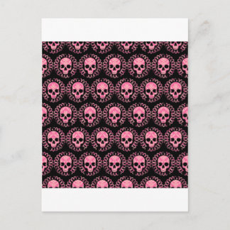 Cartão Postal Vintage Skulls rosa e preto