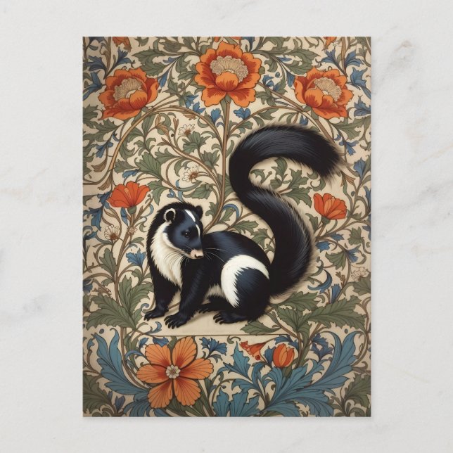 Cartão Postal Vintage Skunk William Morris Inspirou (Frente)