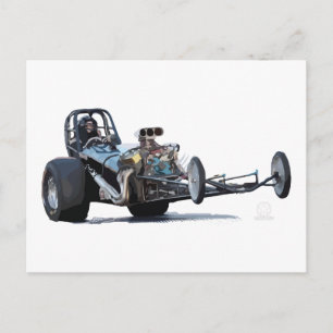 Cartão Postal Vintage Slingshot Dragster Wheelie