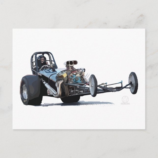 Cartão Postal Vintage Slingshot Dragster Wheelie (Frente)