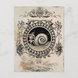 Cartão Postal Vintage Snail Fairy Collage Art