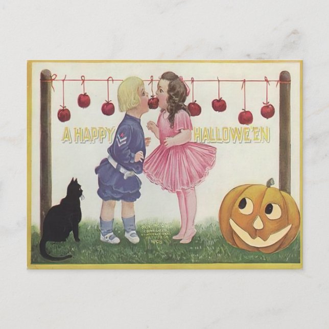 Cartão Postal Vintage Snap Apple Halloween Game (Frente)
