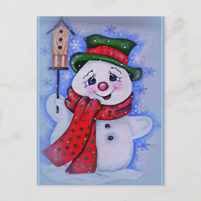 Cartão Postal Vintage Snowman (Frente)
