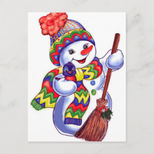 Cartão Postal Vintage Snowman