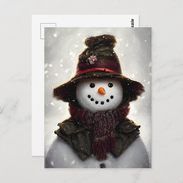 Cartão postal Vintage Snowman (Frente/Verso)