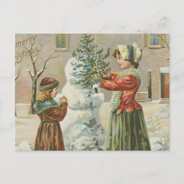 Cartão Postal Vintage Snowman (Frente)