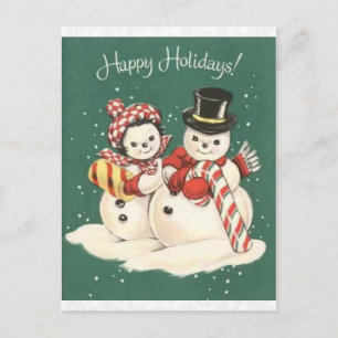 Cartão Postal Vintage Snowman - Fato de Natal