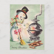 Vintage Snowman Por The Wood Stove