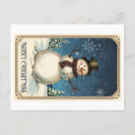Cartão Postal Vintage Snowmans: Feliz Natal