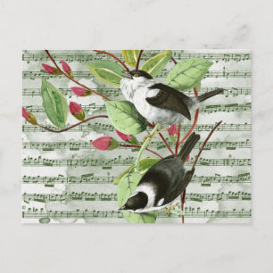 Cartão Postal Vintage Songbird on Sheet Music