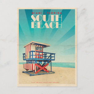Cartão Postal Vintage South Beach Flórida