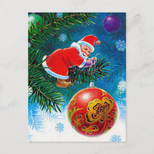 Cartão postal vintage soviético de Ano Novo/Natal