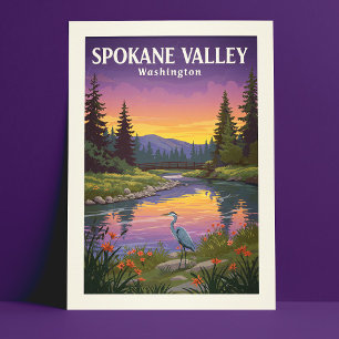 Cartão Postal Vintage Spokane Valley Washington