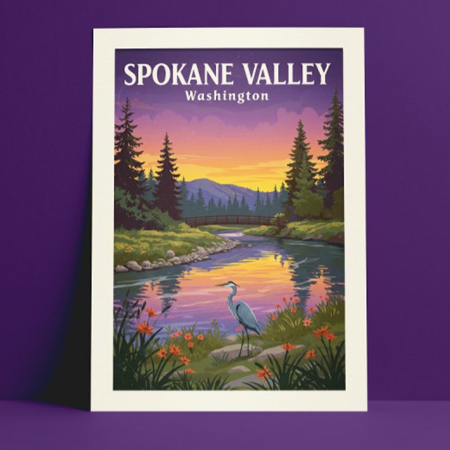 Cartão Postal Vintage Spokane Valley Washington (Criador carregado)
