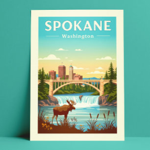 Cartão Postal Vintage Spokane Washington
