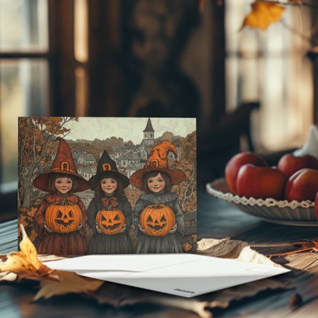 Cartão Postal Vintage Spooky Halloween Trick ou Treat (Criador carregado)