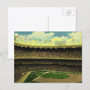 Cartão Postal Vintage Sports Baseball Stadium com multidões