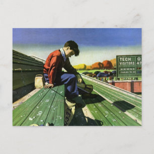 Cartão Postal Vintage Sports, Sad Football Fan com Megaphone