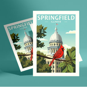 Cartão Postal Vintage Springfield Illinois