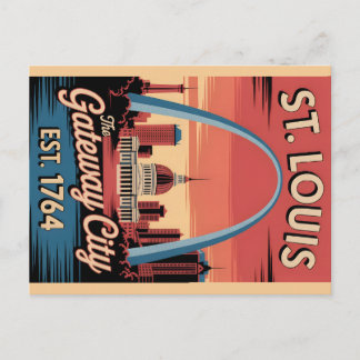 Cartão Postal Vintage St. Louis Missouri Retro Travel Poster