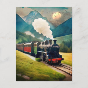 Cartão Postal Vintage Steam Train