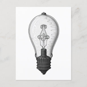 Cartão Postal Vintage Steampunk Lightbulb