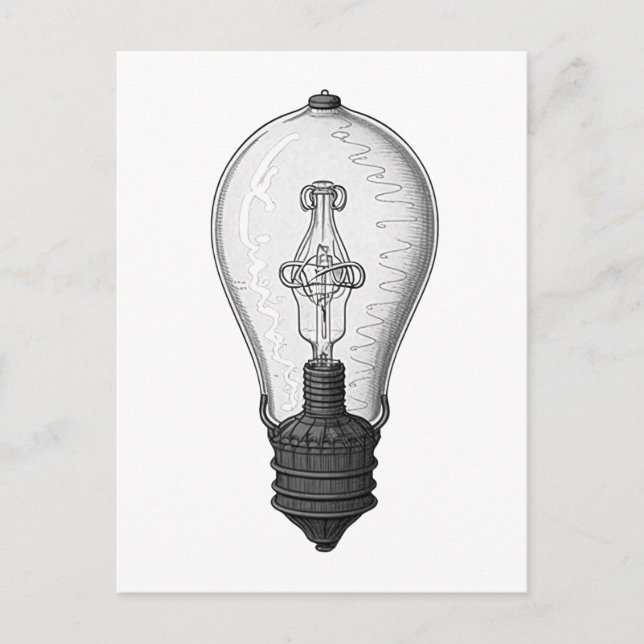 Cartão Postal Vintage Steampunk Lightbulb (Frente)