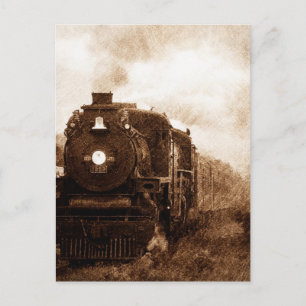 Cartão Postal Vintage Steampunk Railroad Antiguamente Comboio a 