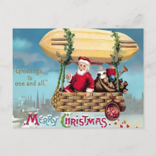 Cartão Postal Vintage Steampunk Santa Claus 'Saudações' Alegre 