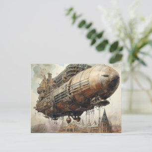 Cartão Postal Vintage Steampunk Zeppelin (2)