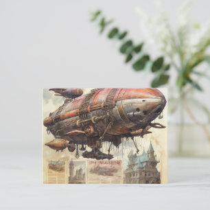 Cartão Postal Vintage Steampunk Zeppelin (9)