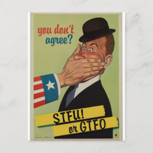 Cartão Postal Vintage STFU ou GTFO
