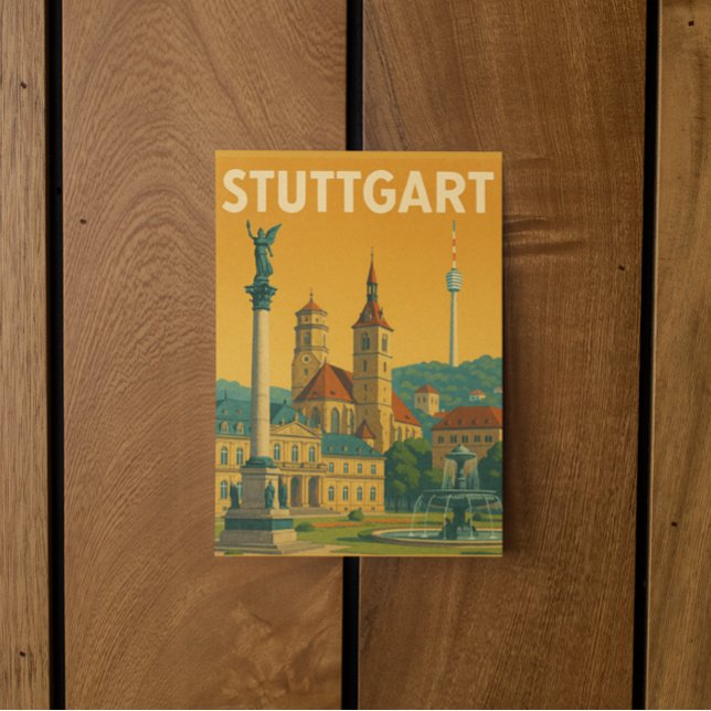 Cartão Postal Vintage Stuttgart Alemanha Landmarks (Vintage Stuttgart Germany Travel Postcard)