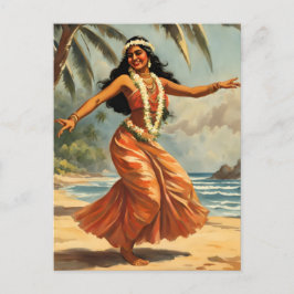 Cartão Postal Vintage Style Havaiana Viagem Hula Girl Dançando