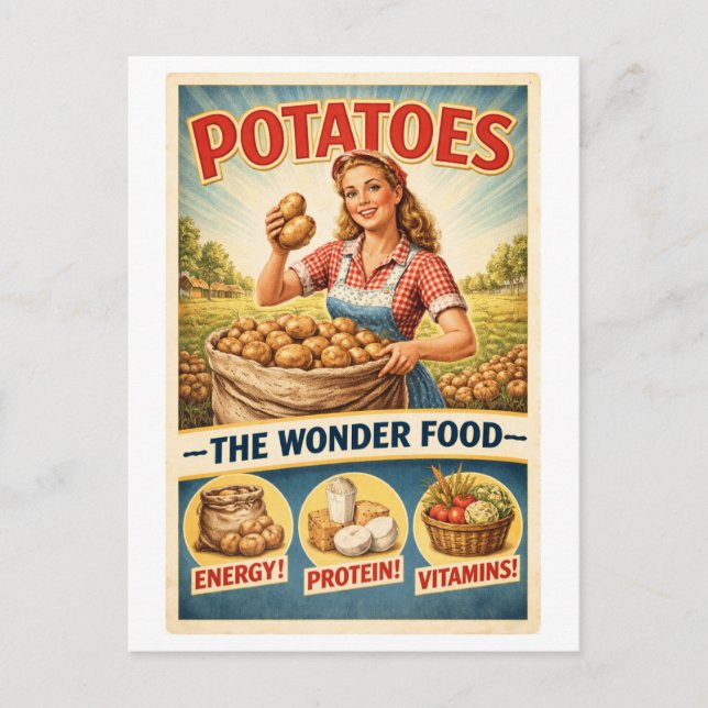 Cartão Postal Vintage-Style Potato Advertisement (Frente)