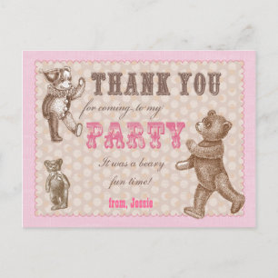 Cartão Postal Vintage Style Teddy Bear Obrigado Cartão-Postal