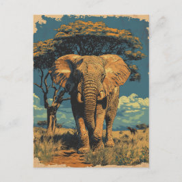 Cartão Postal Vintage Südafrika Elefant In Der Savanne