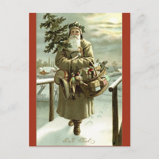 Cartão postal Vintage sueco Santa Claus (Frente)